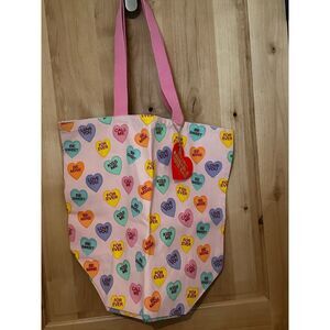 Valentine's Themed Conversation Hearts Reusable Tote Bag NWT